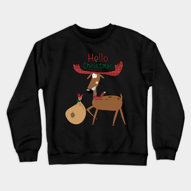 funny Christmas Reindeer Crewneck Sweatshirt by AdeShirts